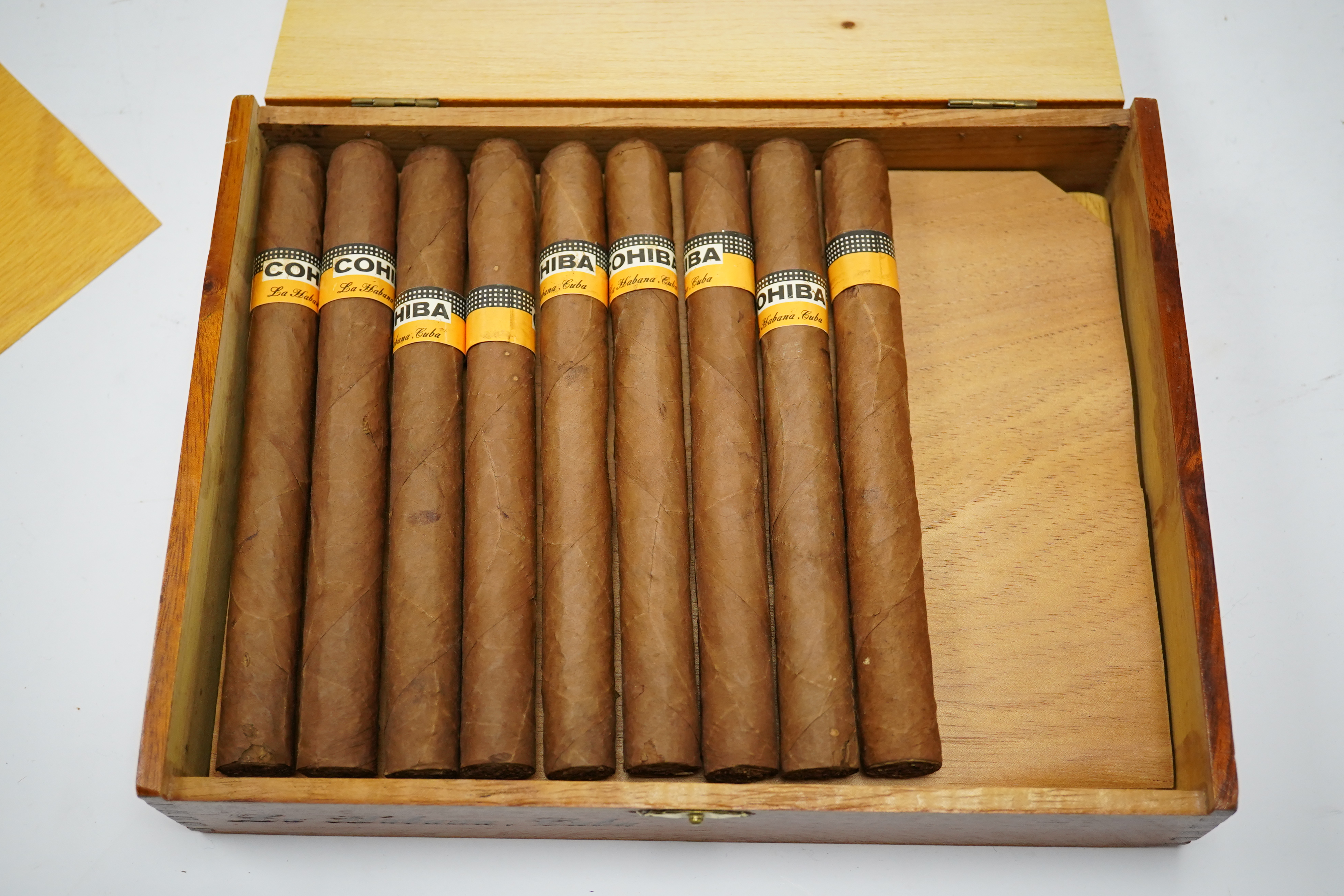 Cased cigars: Cohiba Esplendidos, twenty-one total. Condition - unknown storage